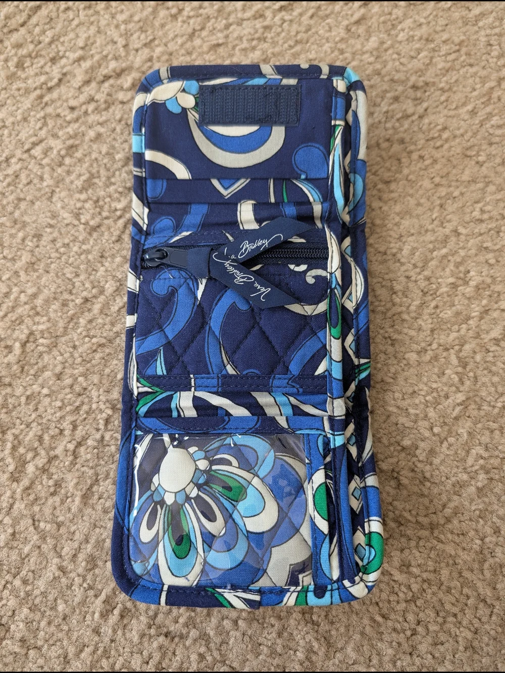 Vera Bradley Pocket Wallet In Retired Mediterrean Blue Pattern - Picture 3 of 4